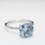 3.00 ct Blue Round Diamond Solitaire Ring