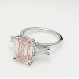 5.00 ct Pink Emerald Diamond Ring with 2 white side diamonds