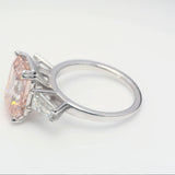 5.00 ct Pink Emerald Diamond Ring with 2 white side diamonds