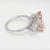 5.00 ct Pink Emerald Diamond Ring with 2 white side diamonds