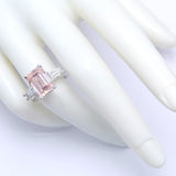 5.00 ct Pink Emerald Diamond Ring with 2 white side diamonds