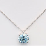 1.00 ct Blue Round Diamond Pendant Necklace