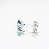 2 x 1.00 ct Vivid Blue Round Diamond Earrings