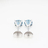 2 x 1.00 ct Vivid Blue Round Diamond Earrings