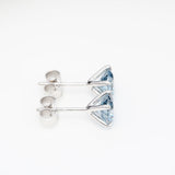 2 x 1.00 ct Vivid Blue Round Diamond Earrings