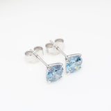 2 x 1.00 ct Vivid Blue Round Diamond Earrings