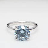 3.00 ct Blue Round Diamond Solitaire Ring