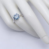 1.00 ct Blue Round Diamond Solitaire Ring