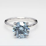 1.00 ct Blue Round Diamond Solitaire Ring