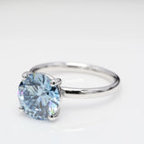 1.00 ct Blue Round Diamond Solitaire Ring