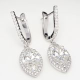 6.00 ct Marquise-Shaped Diamond Halo Drop Earrings